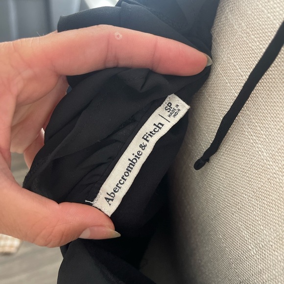 Abercrombie & Fitch Ruffle Chiffon Mini Dress Black Deep V Neck - Picture 2 of 8